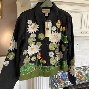 Jacket. New. Lilypads. Embroidered.